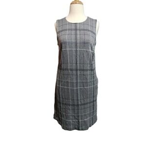 J. Jill Ponte gray plaid sleeveless dress woman size XS Petite with side pockets